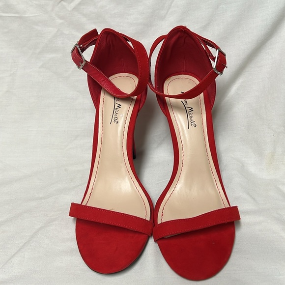 Anne Michelle, Red, Open Toe, Ankle Strap Heels, Size 10 - Picture 2 of 16
